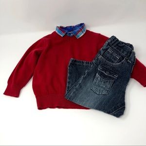 2/$30 OUTFIT 18M Sweater, LS Shirt, Jeans EUC